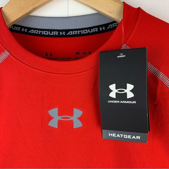 NWT Under Armour Men's Red HeatGear Compression T-Shirt Short Sleeves Sz Medium - Picture 3 of 6